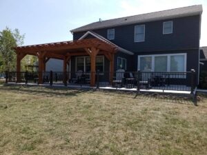 Backyard wooden pergola