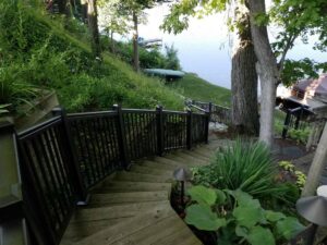 Lakefront wood stairs
