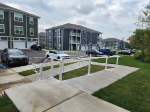 Parking area handrail